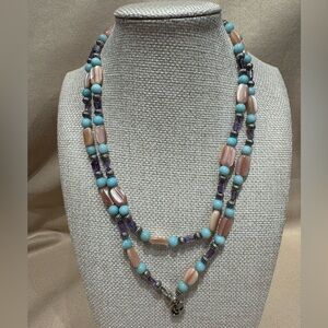 Carolyn Pollack Amethyst MOP Chalcedony Beaded Necklace CP31U